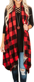 Womens Plaid Open Front Sweate