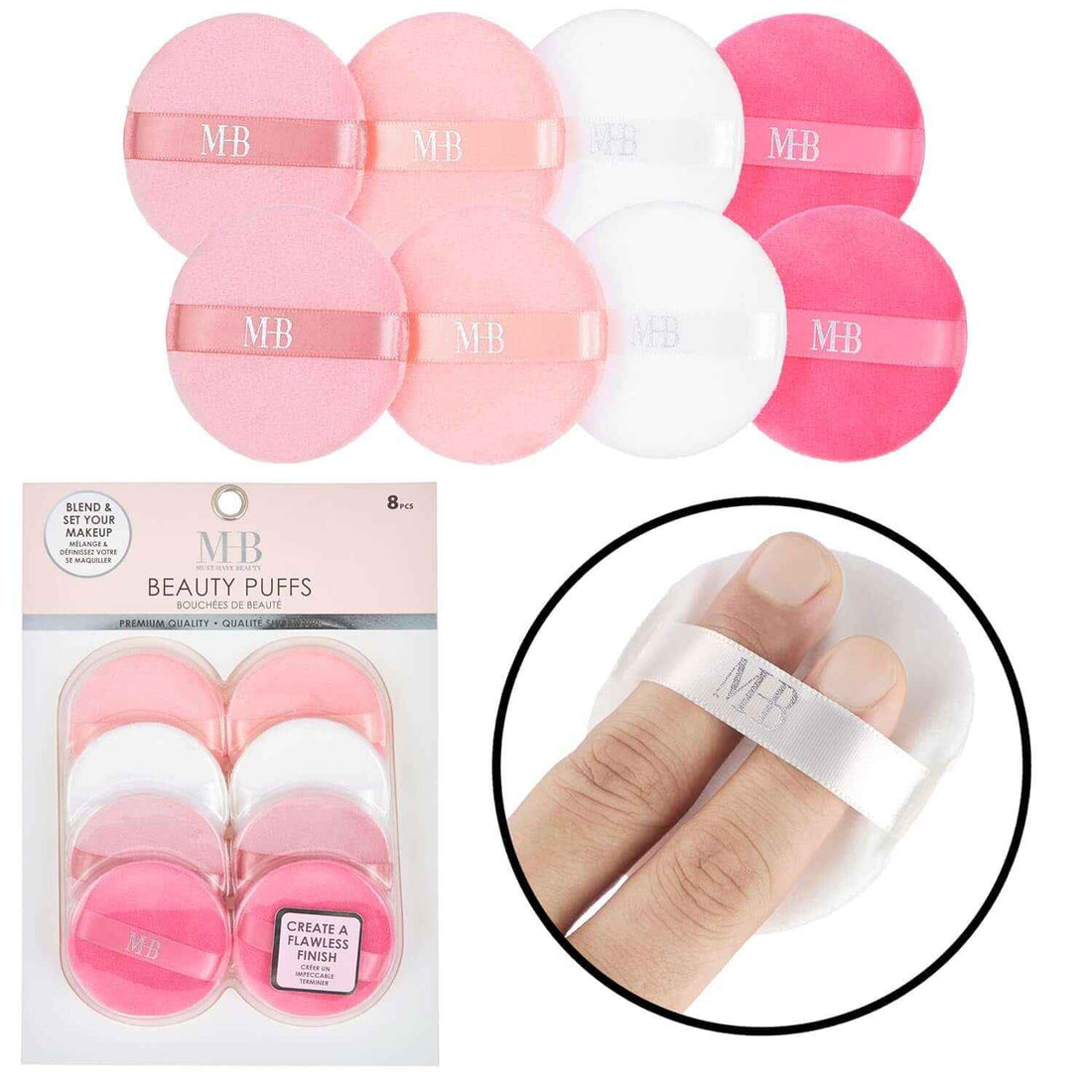 8Pc Beauty Buffs Set - round Beauty Blenders Collection, Flawless Finish Makeup Sponges to Blend &amp; Set - Cosmetic Beauty Puff Makeup Applicators Professional Beauty Tools + Accessories