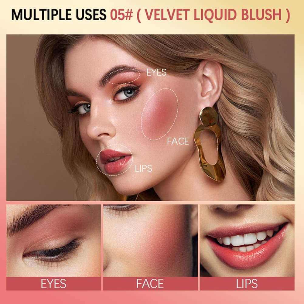 Soft Cream Blush Makeup, Liquid Blush for Cheeks, Natural-Looking Long Lasting, Smudge Proof, Velvet Mousse,Dewy Finish, Easy to Blend Blusher (