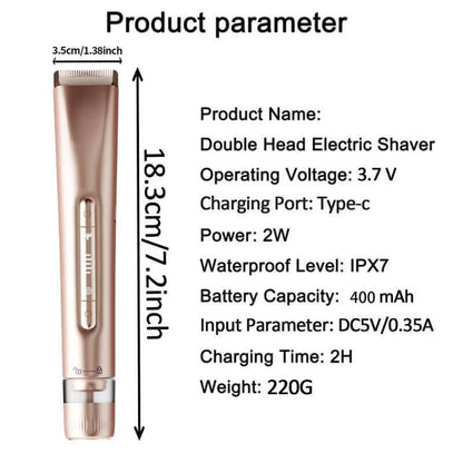 Electric Hair Removal Tool, 1 Box Rechargeable 2 in 1 Body &amp; Facial Hair Removal Dual Head, Waterproof Hair Removal Machine for Armpits and Legs