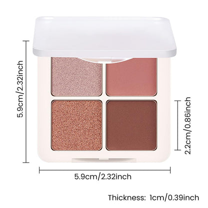 Neutral Nude Pink Eye Shadow Palette, Metallic and Shimmer Magic Eyeshadow Makeup, Velvety Pigmented Creamy Formula, Four Way Quad Eye Shadow Palette for Old Women, (01#Nude Pink)