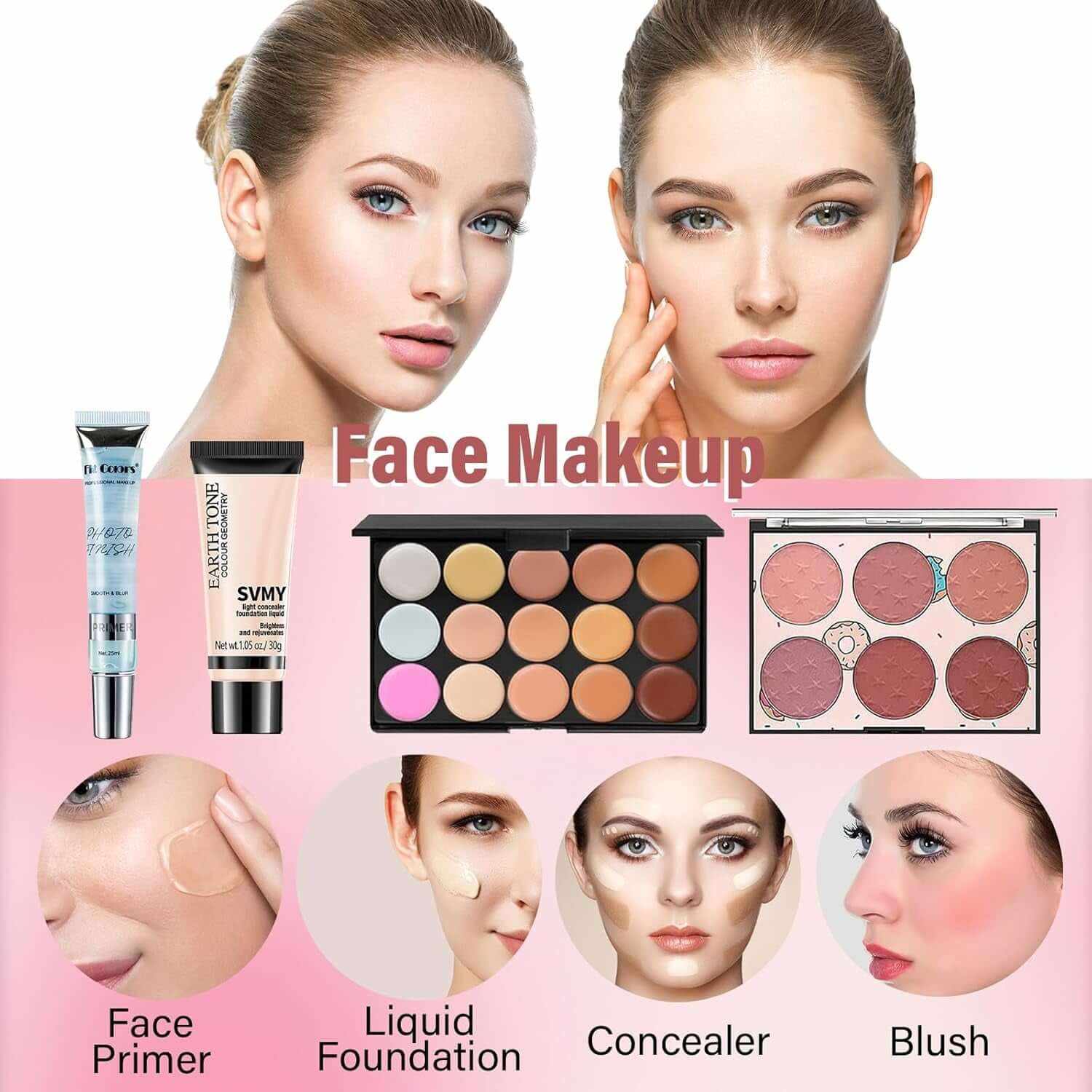 Makeup Set for Women, Makeup Kit for Beginners Teen Girls, Makeup Gift Set for Teens, Makeup Kit for Girls, Eyeshadow Palette, Lip Gloss, Face &amp; Eye Make Up