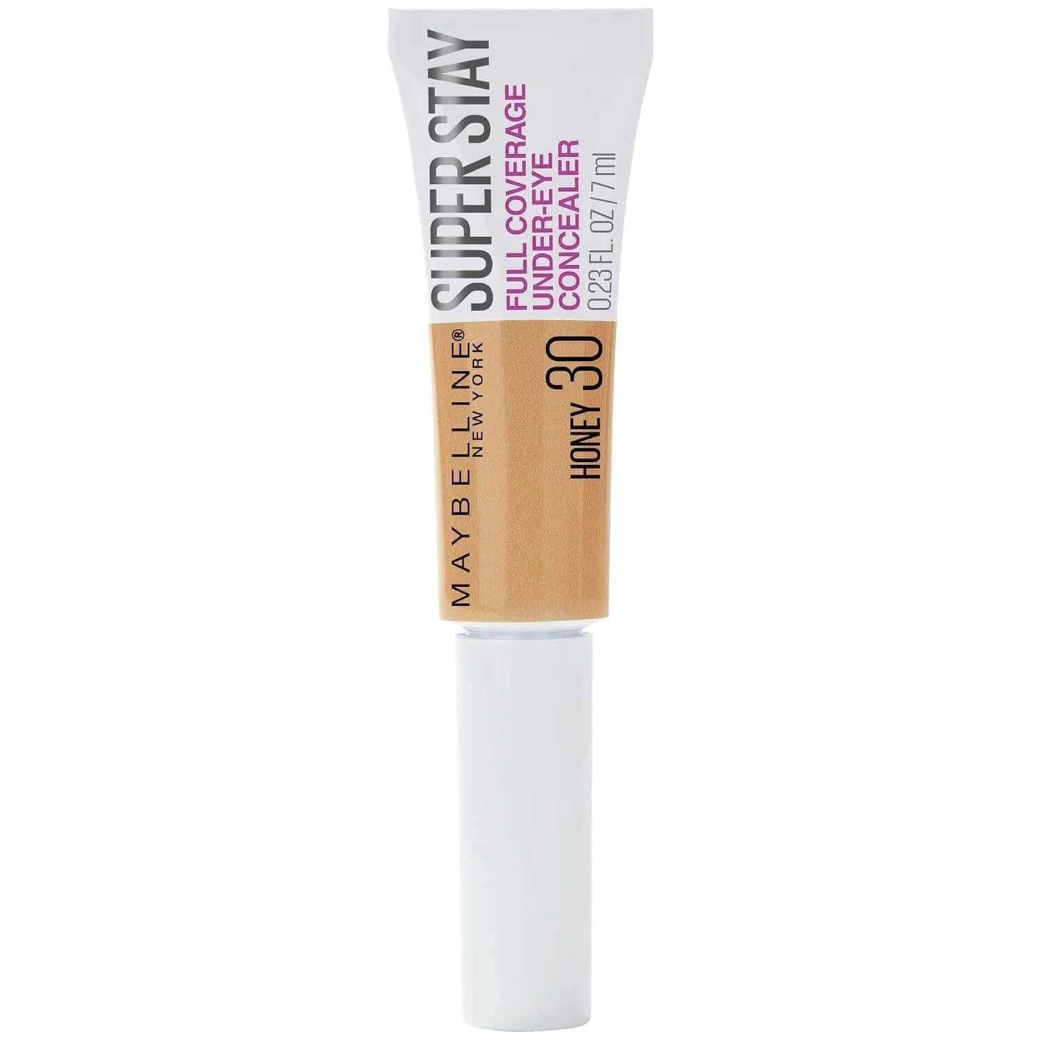 Maybelline New York Super Stay Super Stay Full Coverage, Brightening, Long Lasting, Under-Eye Concealer Liquid Makeup for up to 24H Wear, with Paddle Applicator, 30 Honey, 0.23 Fl. Oz.