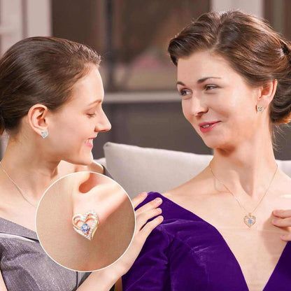 Forever Love Heart Stud Earrings for Women, 925 Sterling Silver Birthstone Heart Stud Earrings Mother&