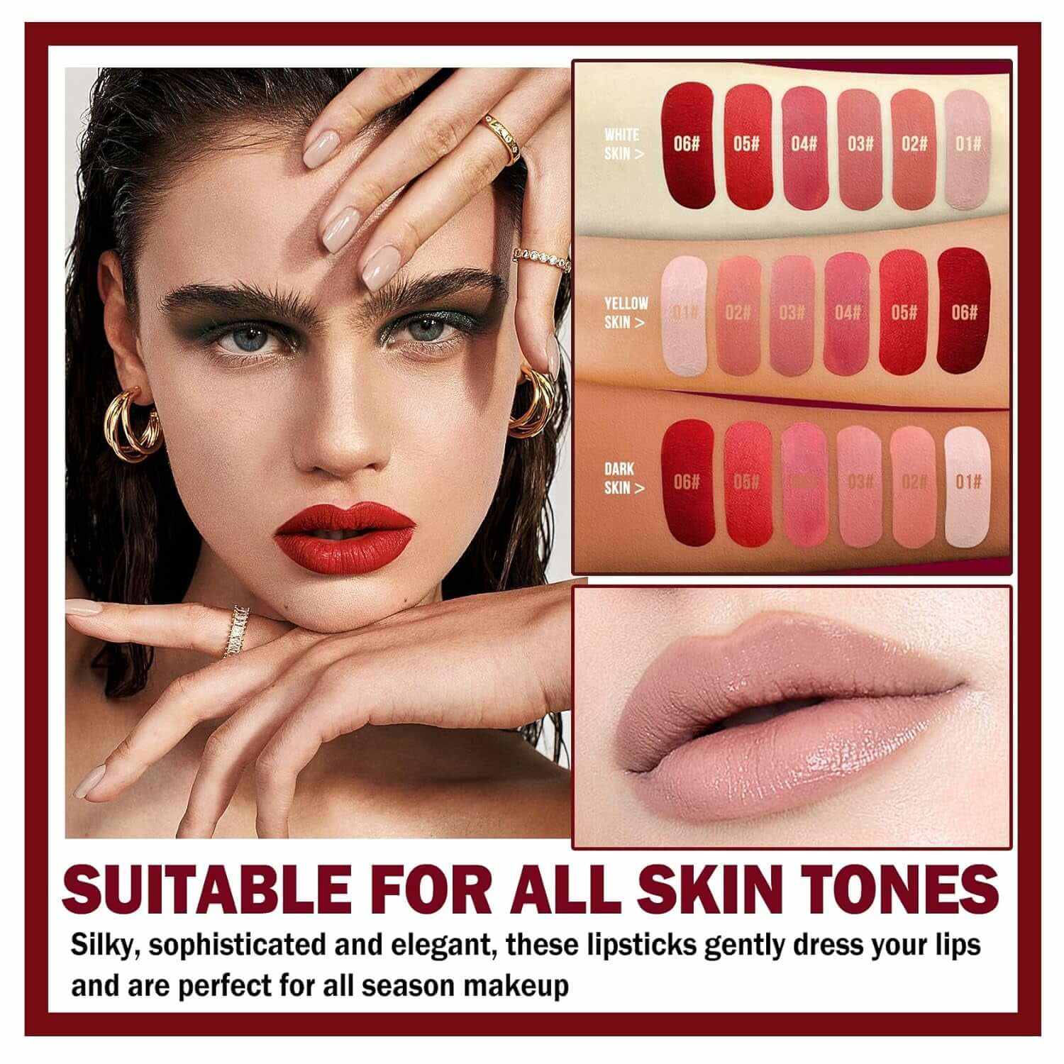 Pink Liquid Lipstick Matte Long Lasting Waterproof Highly Pigmented Color Lip Stain Tint Non-Stick Cup Lip Gloss Velvet Labiales-04