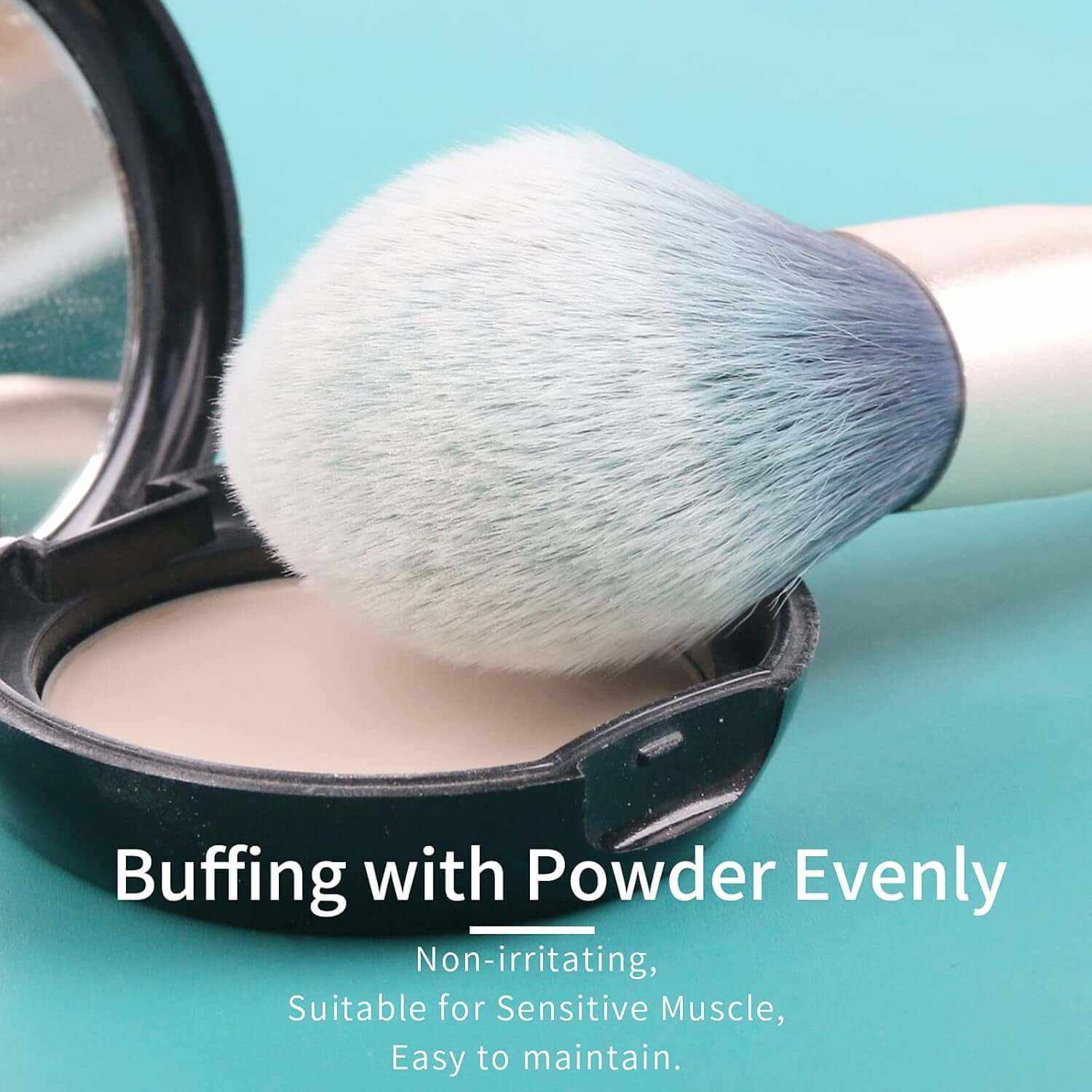 Blue Makeup Brushes Set with Case by , Vegan Makeup Brush Set Professional, Cosmetic Brushes Makeup Set, Make up Brushes Vegan, Make up Brushes Set Professional, Wooden Makeup Brush Set Vegan