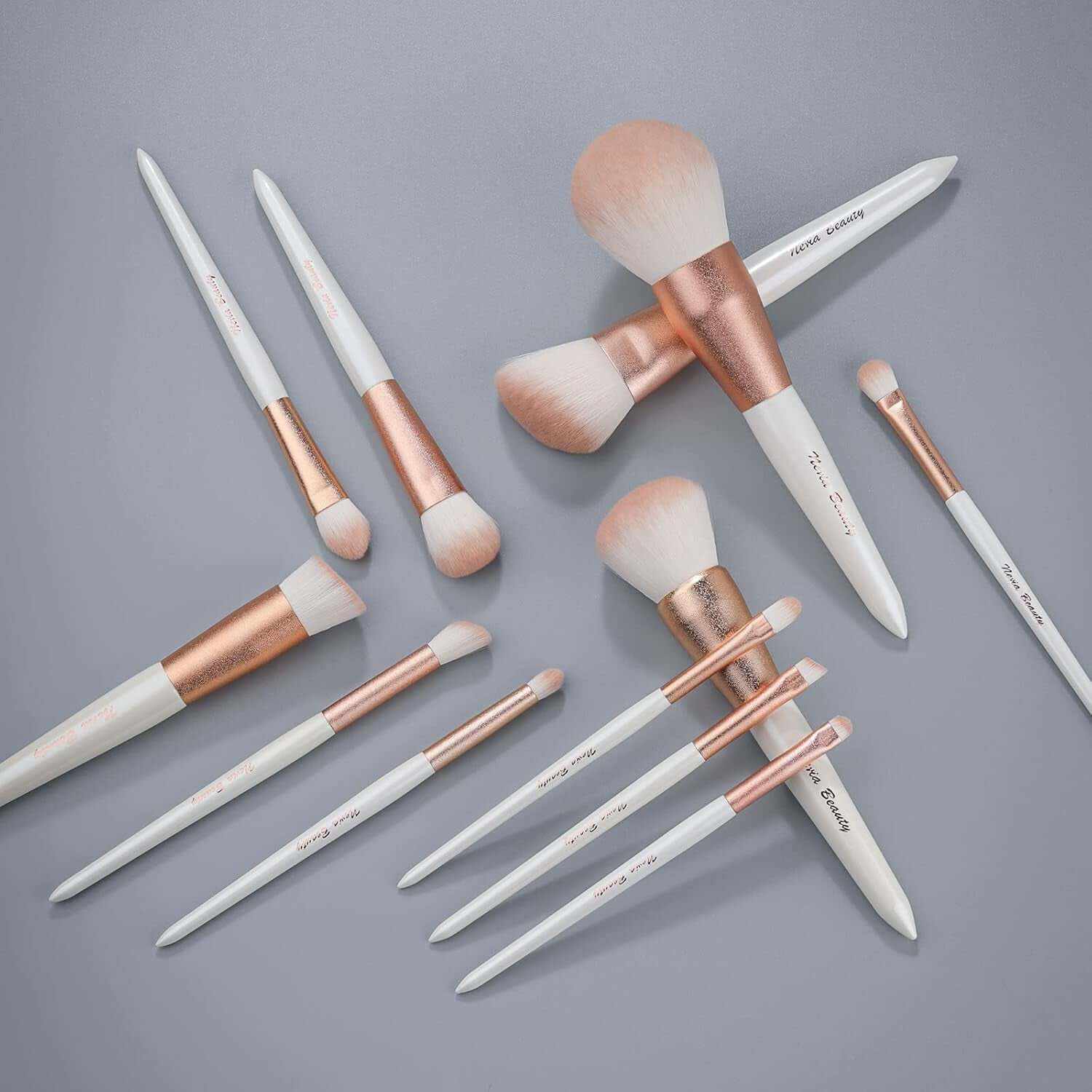 Makeup Brushes Set,  12Pcs Premium Eye Shadow, Eyebrows, Eyeliner, Concealer, Lip Liner，Foundation Makeup Brush White Travel Makeup Set,Cruelty-Free Synthetic Fiber Bristles