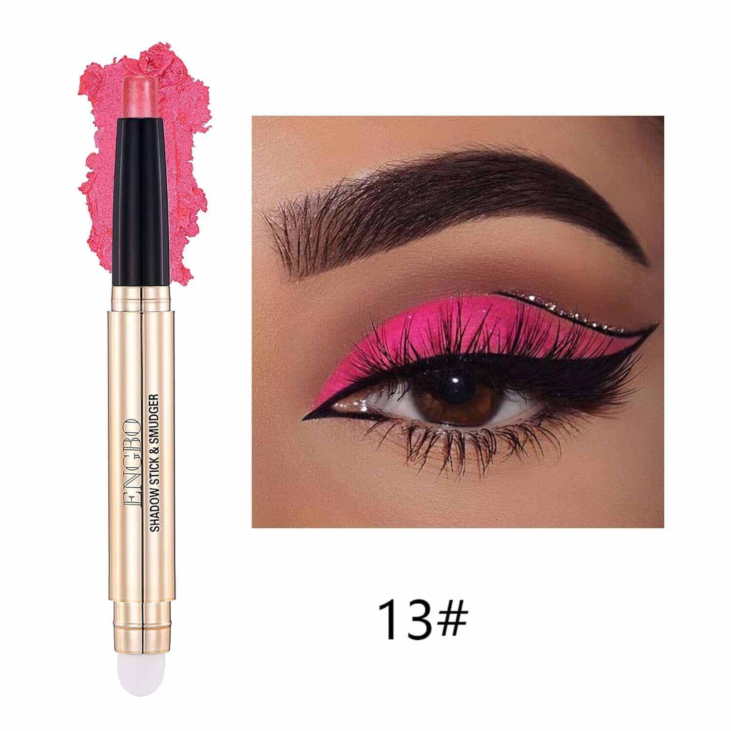 Pink Eye Shadow Stick Makeup Cosmetics Eye Brightener Stick Cream Eye Shadow Pencil Shimmer Eyeshadow Stick Set for Eye Makeup Christmas Birthday Gift for Women (Fluorescent Pink Shimmer)