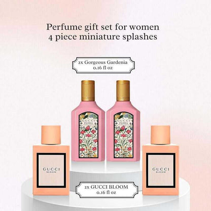 Gucci Flora Gorgeous Gardenia &amp; Bloom Perfume Set for Women - 4 Mini Travel Size Splashes