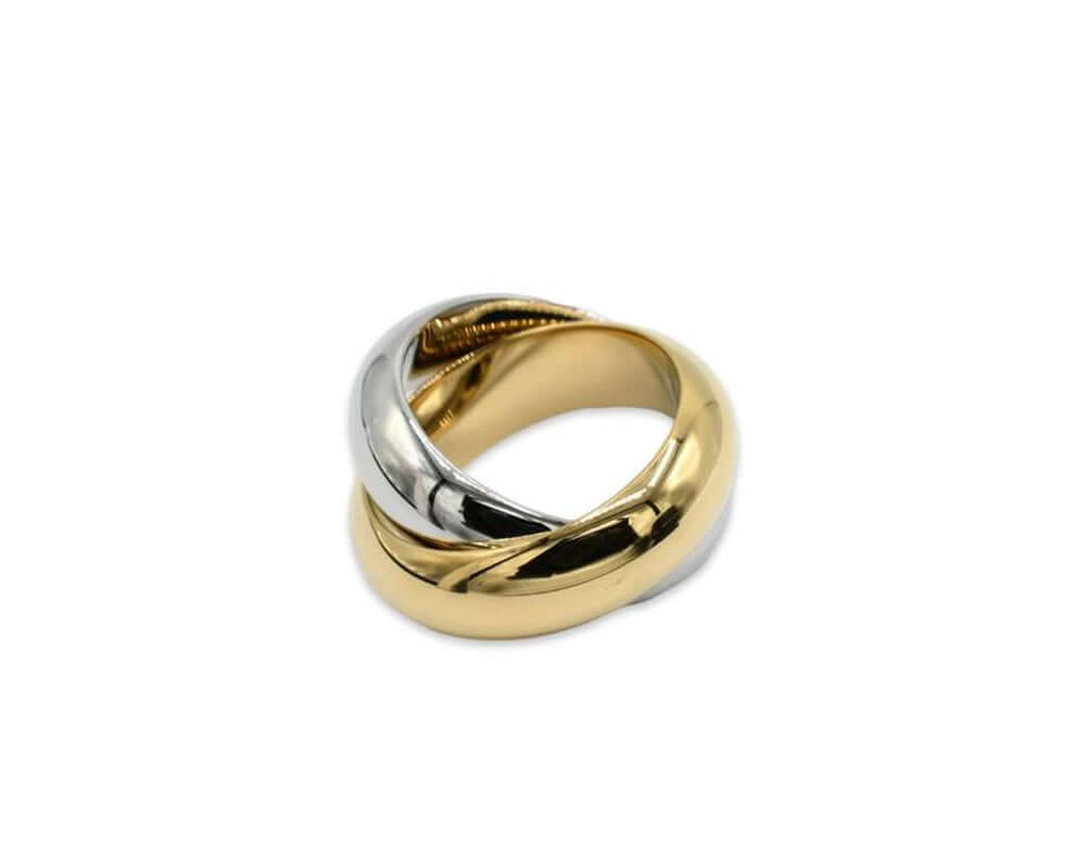 Stainless Steel Twotone Ring for Women - Fashion Accessory